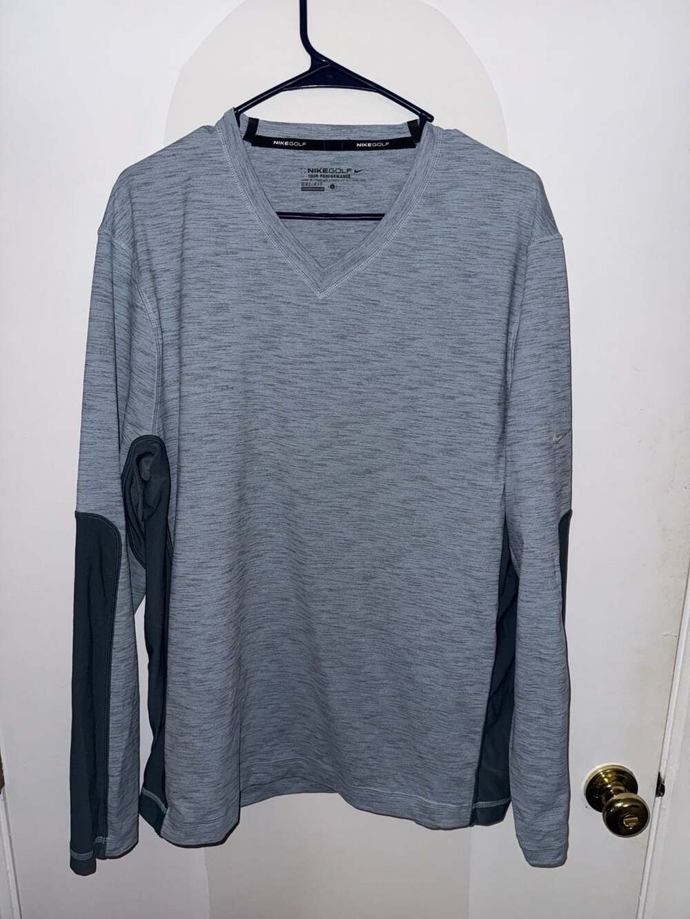 Nike Golf Dri Fit Tour Performance V Neck Shirt Mens Size L Long Sleeve READ
